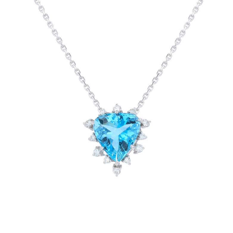 Collier vintage aigue-marine 8.21 carats et diamants 0.36 carat or blanc 9.36g Comme neuf -  reconditionné disponible sur Gemme Les Bijoux
